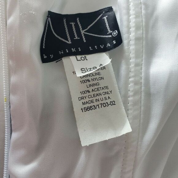 Niki Livas Pin Up Fit Flare Dress Polka Dot Ruched Bandeau Sash Strapless White - Picture 10 of 11